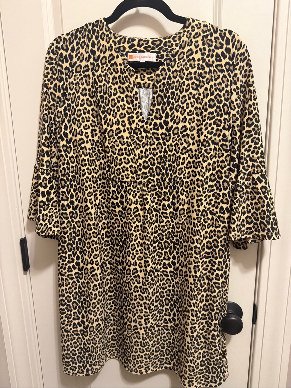 Women’s Leopard Print Dress - Tan and Black Medium by Jude Connally